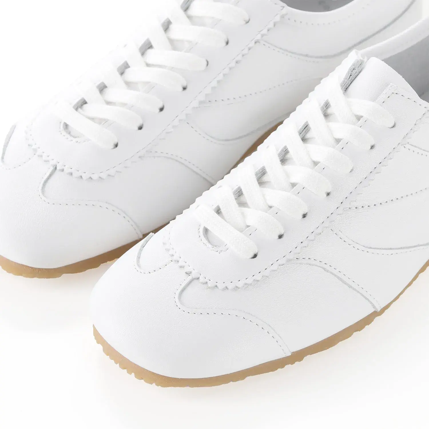 Weißer Leder Low-Top Trainer Sneaker