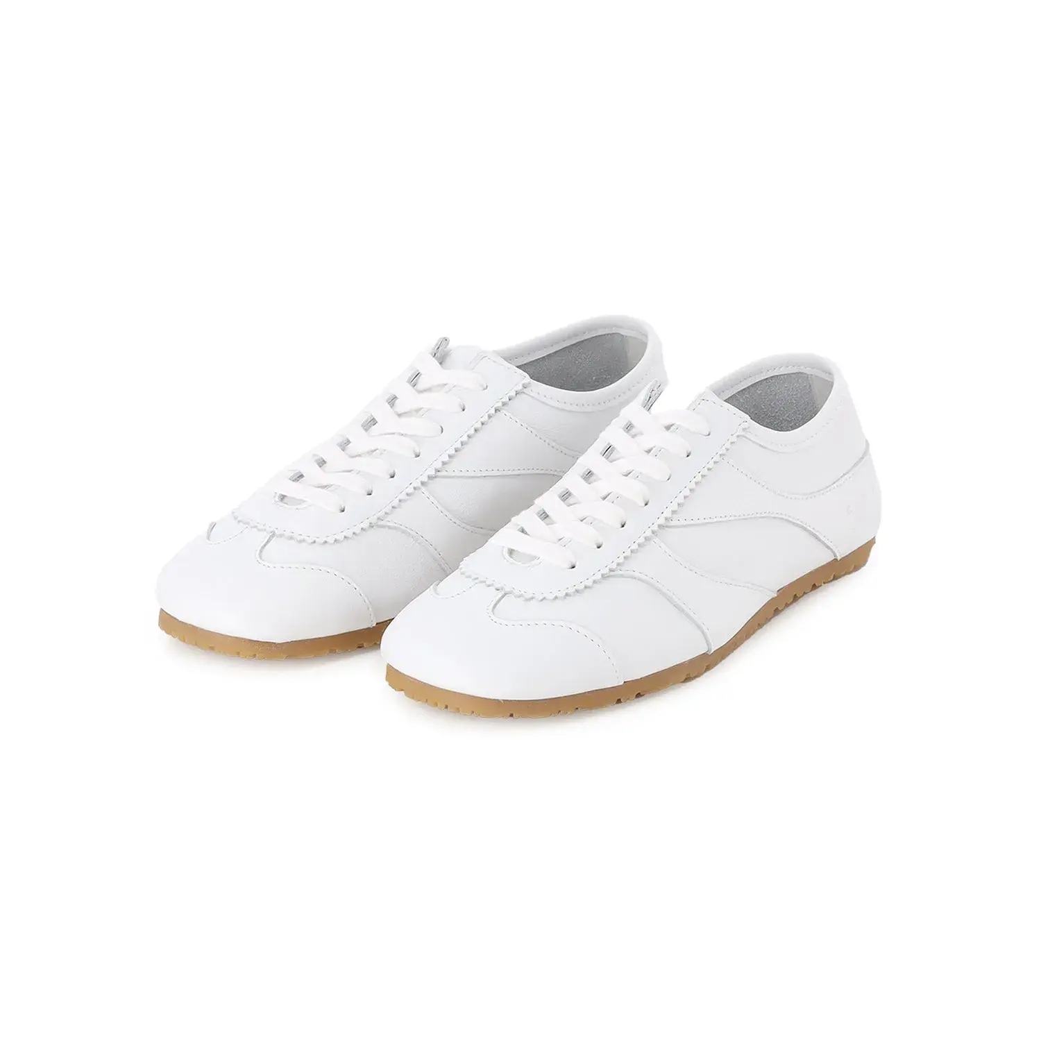 Weißer Leder Low-Top Trainer Sneaker