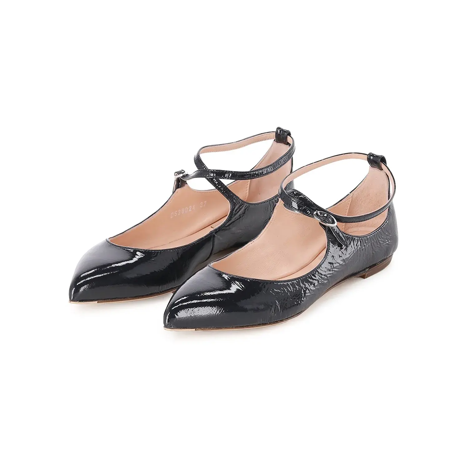 Spitz zulaufende Mary Jane Ballerinas aus Lackleder
