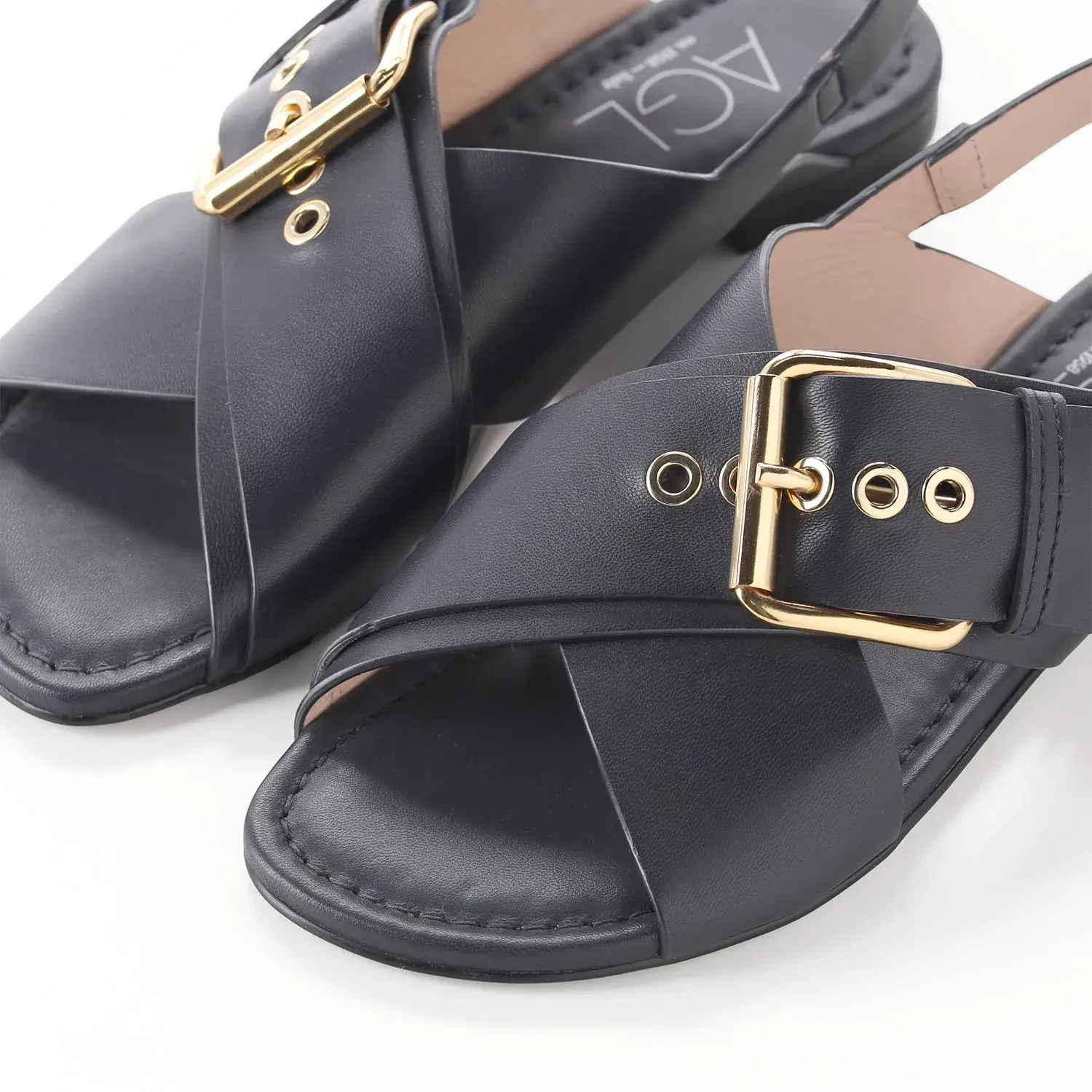 Leder Slingback Sandalen mit Kreuzriemen