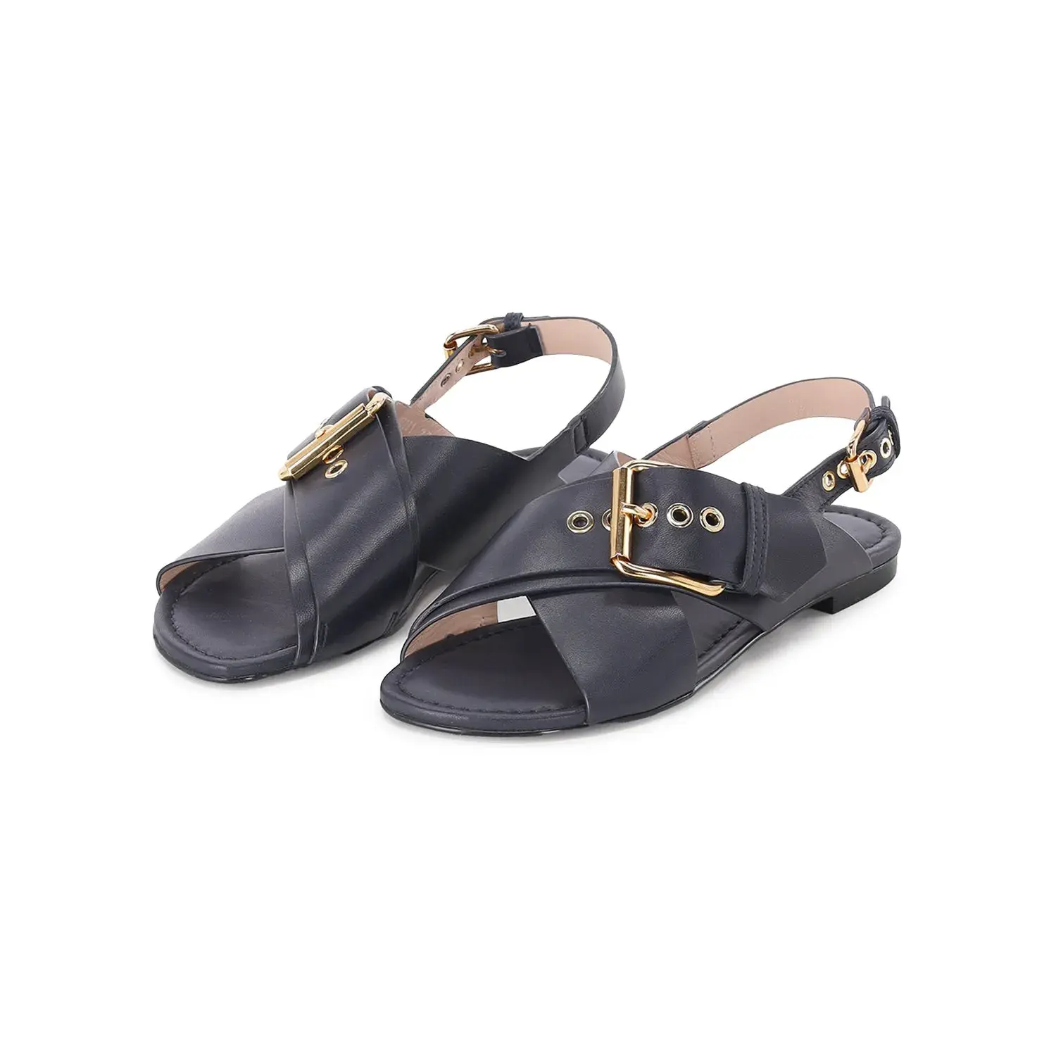 Leder Slingback Sandalen mit Kreuzriemen