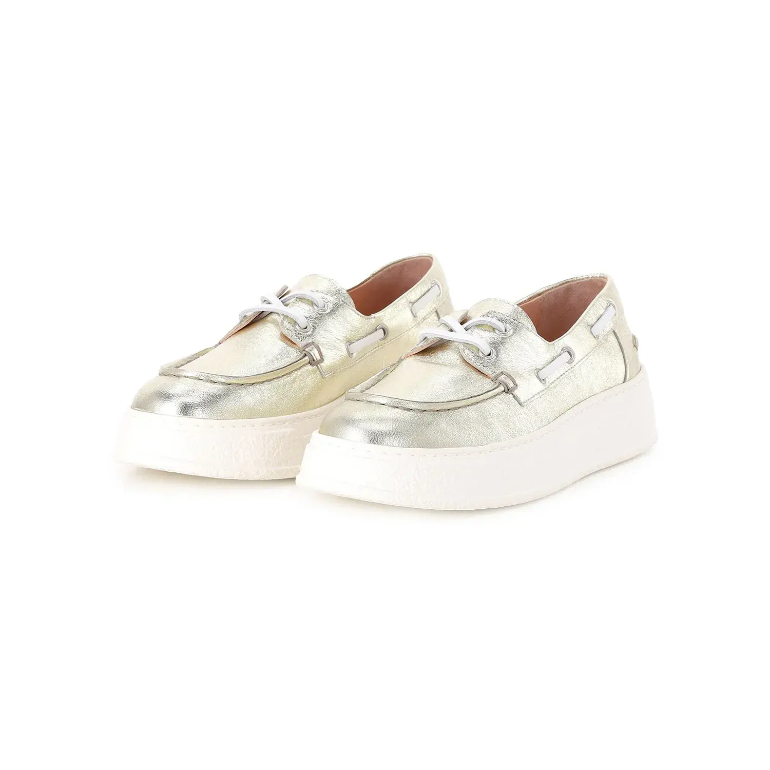 Goldene Metallic-Lederplateau-Loafer