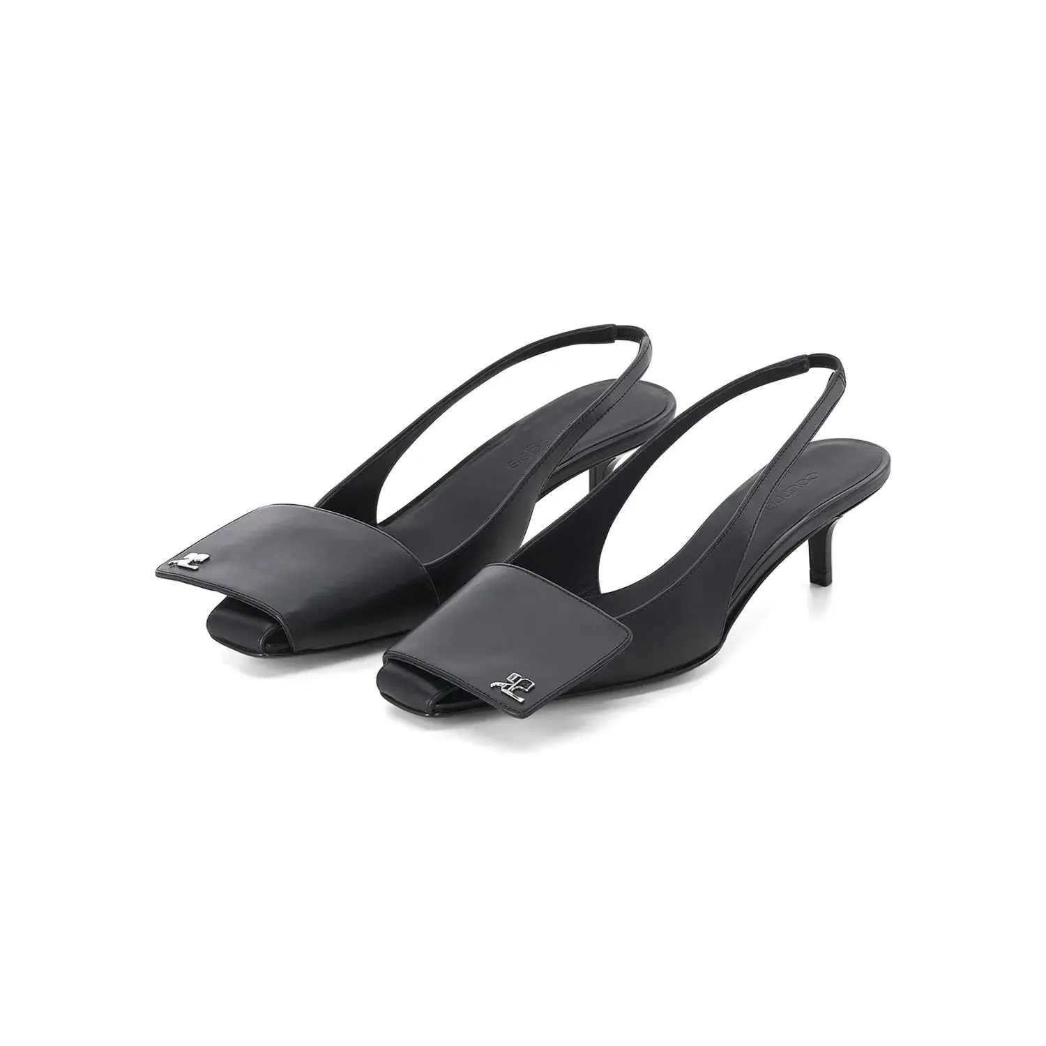 Schwarze Slingback-Pumps mit Kitten Heel