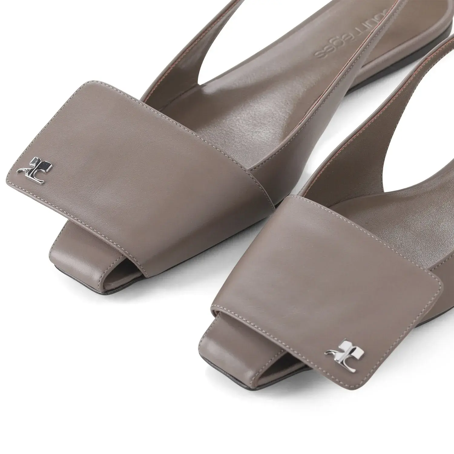 Elegante Slingback Leder Ballerinas mit Logo