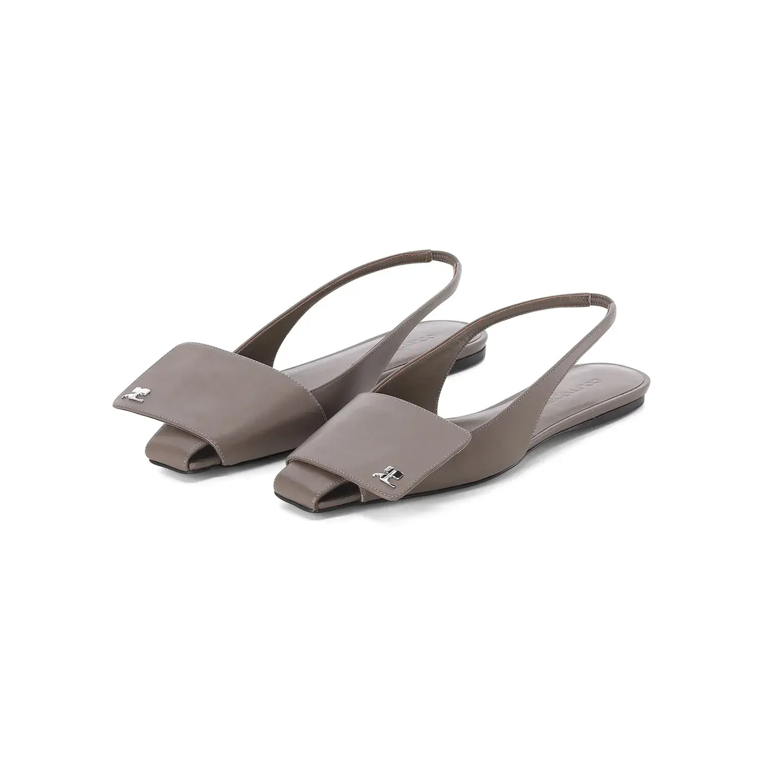 Elegante Slingback Leder Ballerinas mit Logo