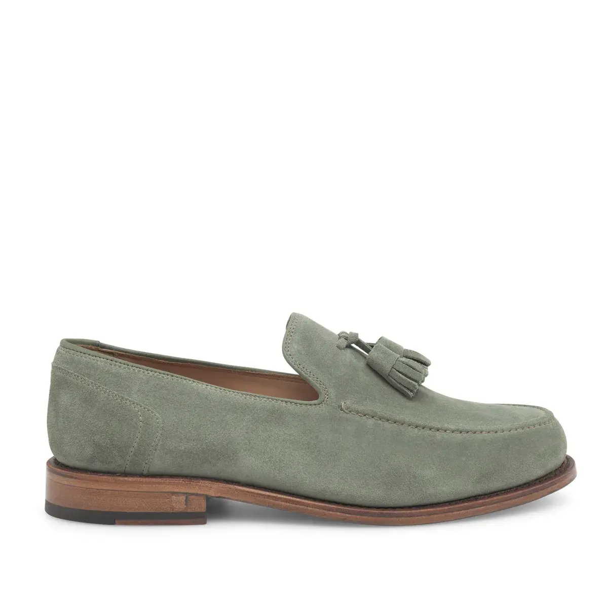 Grüner Suede Quasten Loafer