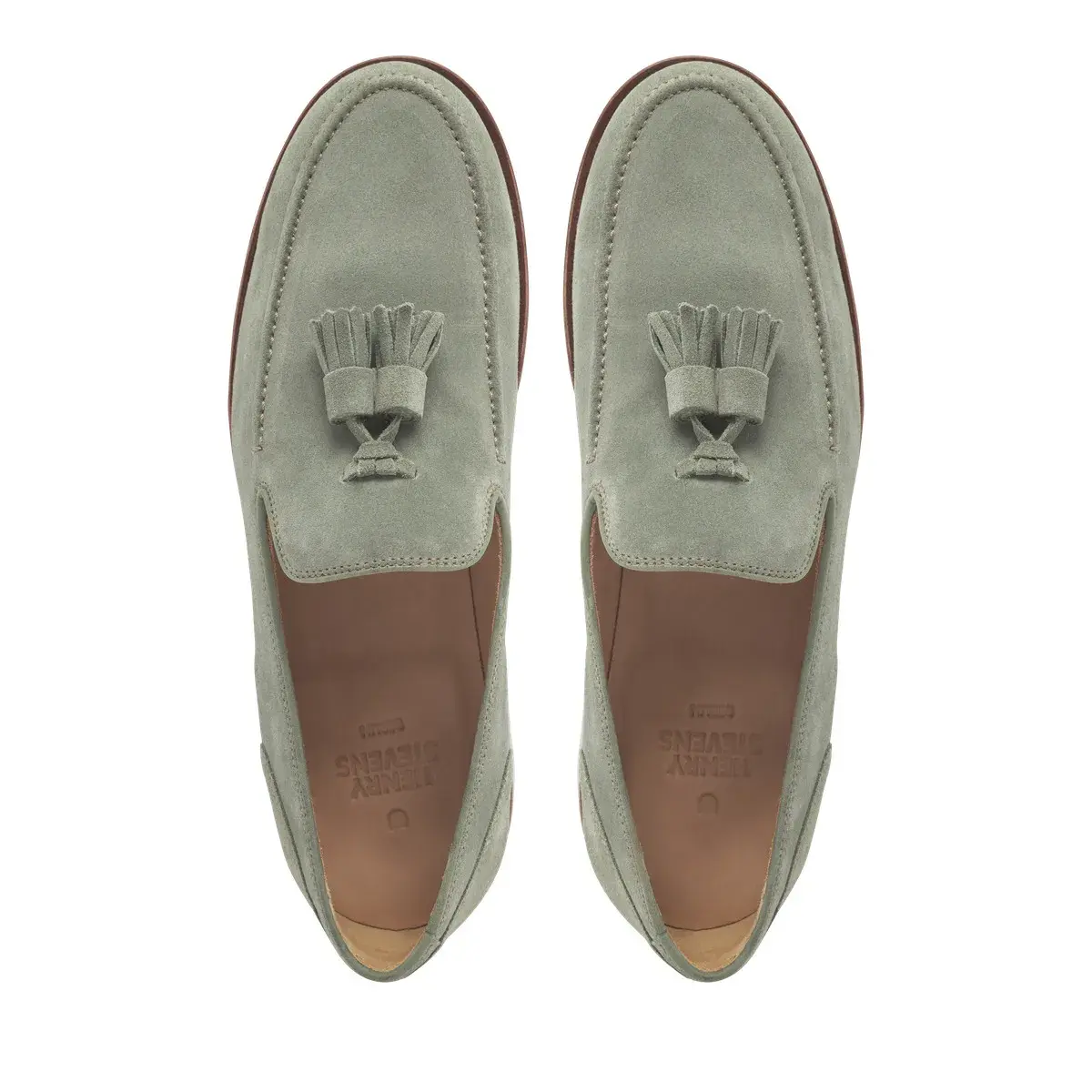 Grüner Suede Quasten Loafer