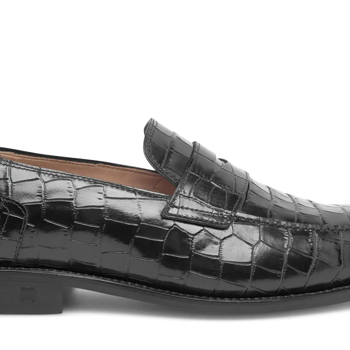 Schwarzer Loafer aus Krokodilleder