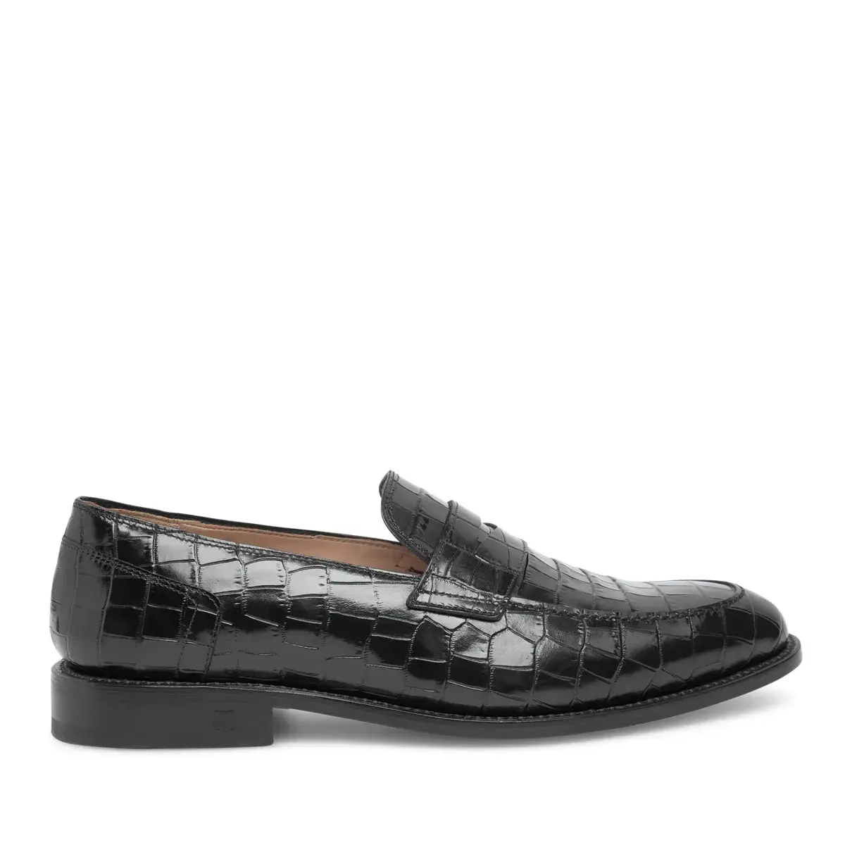 Schwarzer Loafer aus Krokodilleder