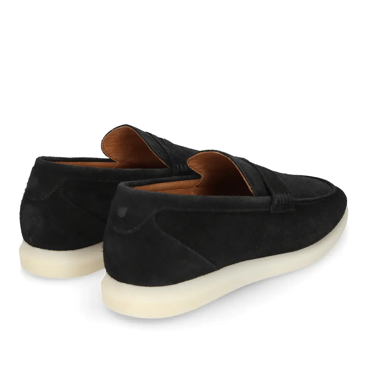 Schwarzer Wildleder Penny Loafer mit Sohle