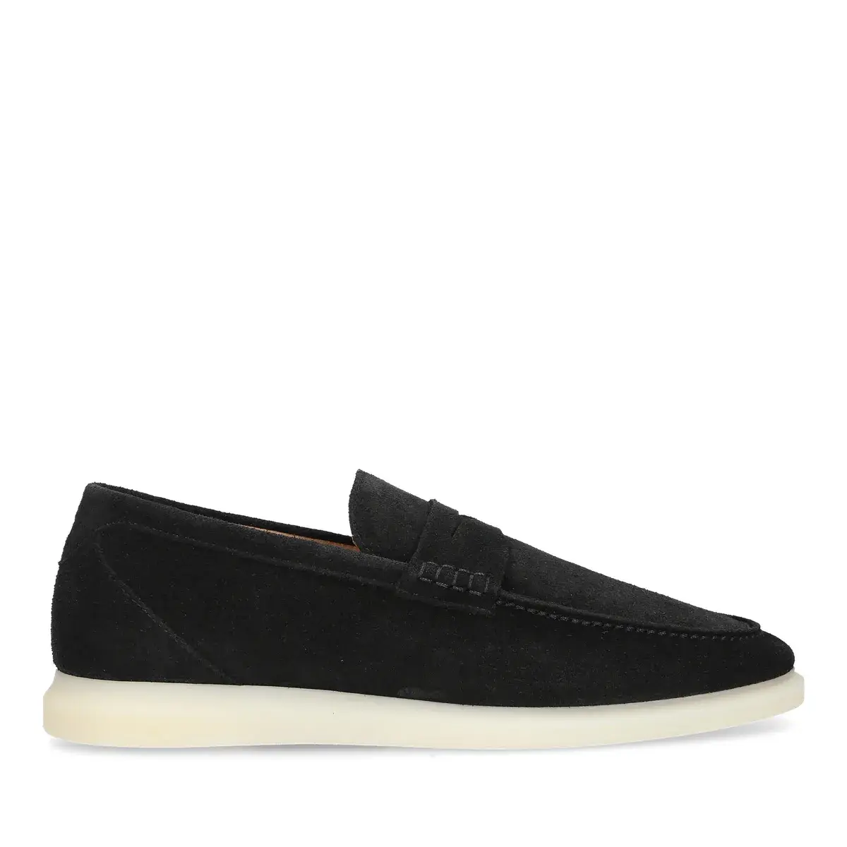 Schwarzer Wildleder Penny Loafer mit Sohle