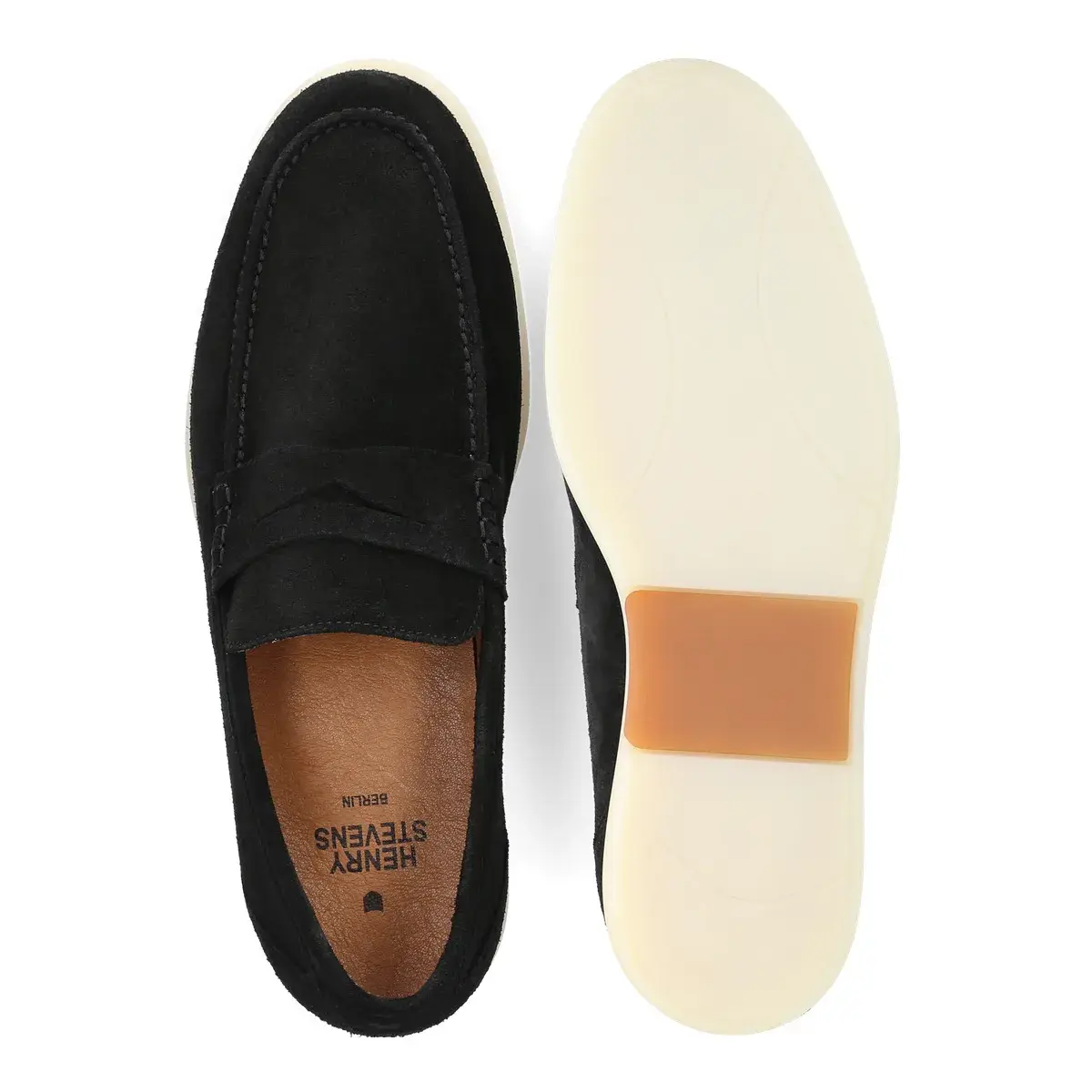 Schwarzer Wildleder Penny Loafer mit Sohle