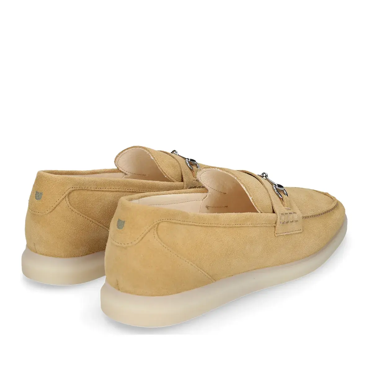 Cognacfarbener Wildleder-Slipper mit Trensenverschluss