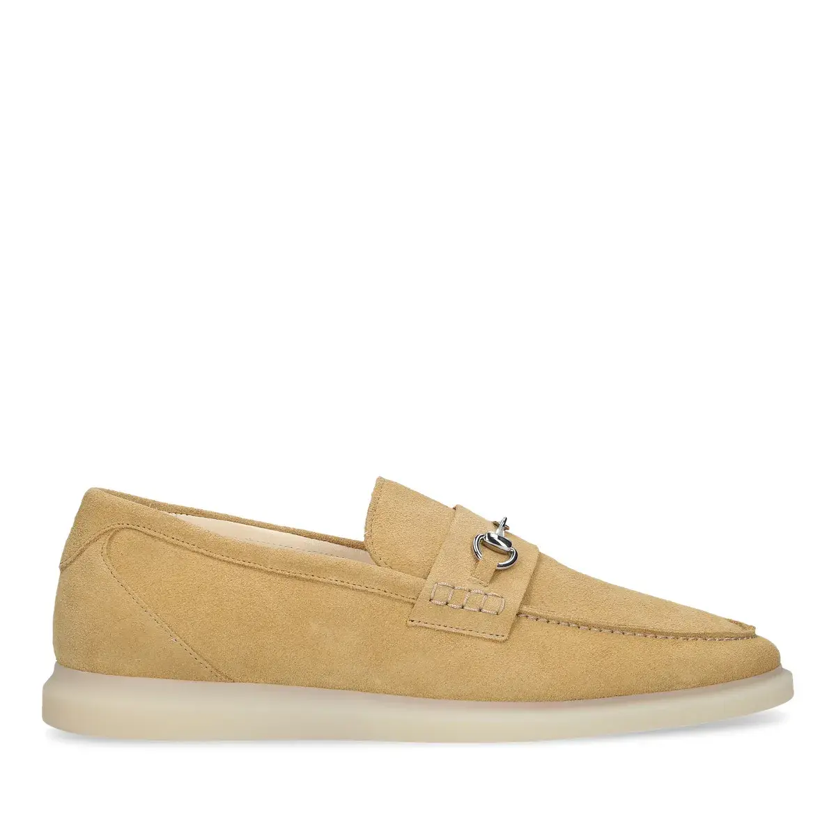 Cognacfarbener Wildleder-Slipper mit Trensenverschluss