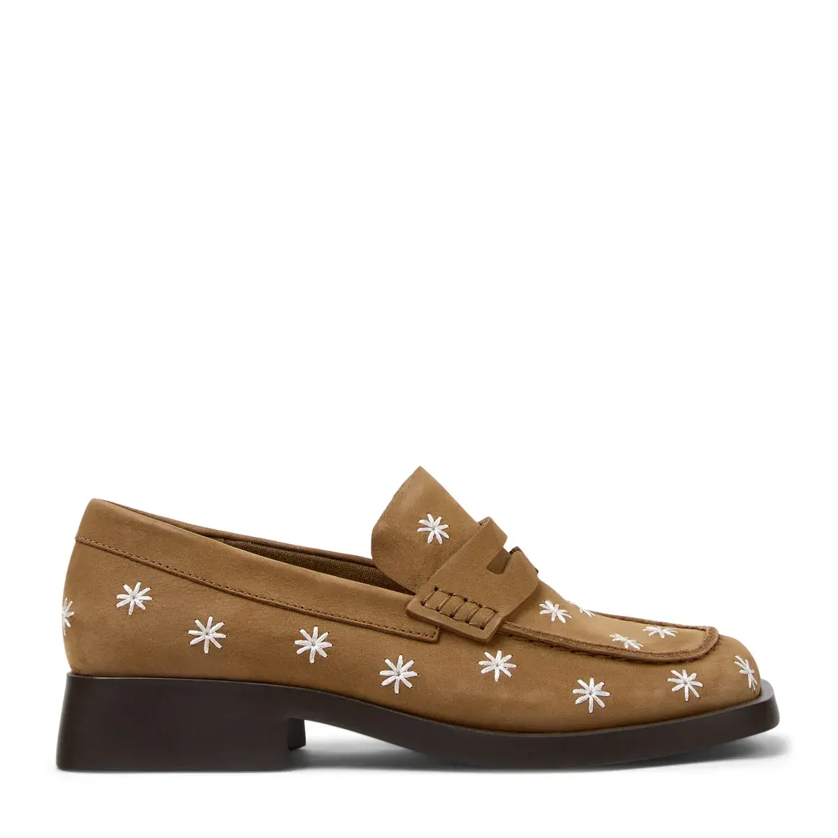 Bestickte Penny Loafer aus Wildleder