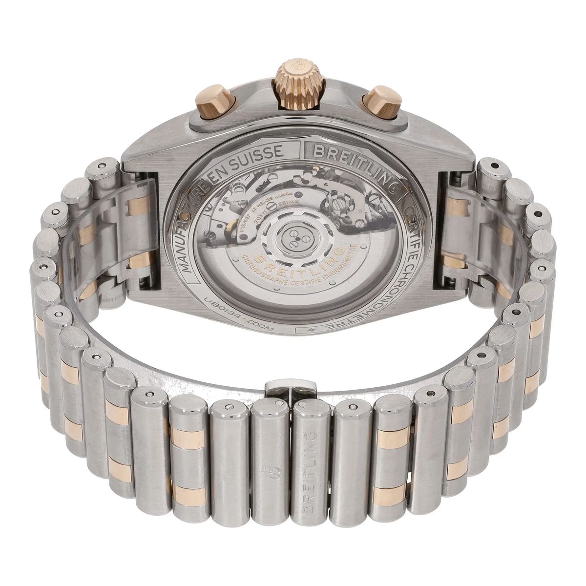 Chronomat graues Zifferblatt Zweifarbige Uhr