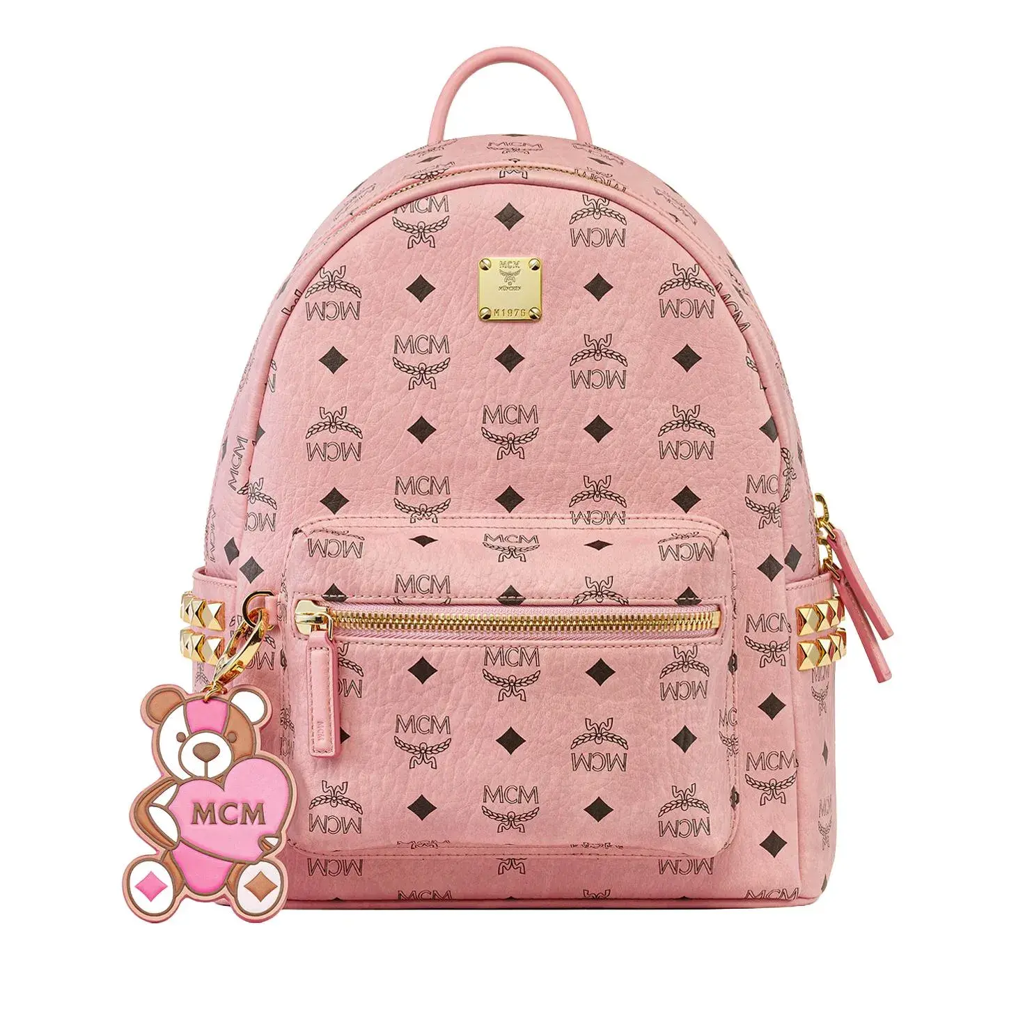 Rucksack mit Monogramm und Nieten