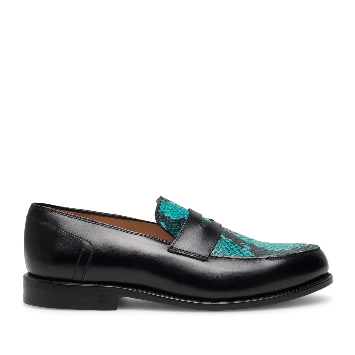 Schwarzer Lederloafer mit Schlangendetail