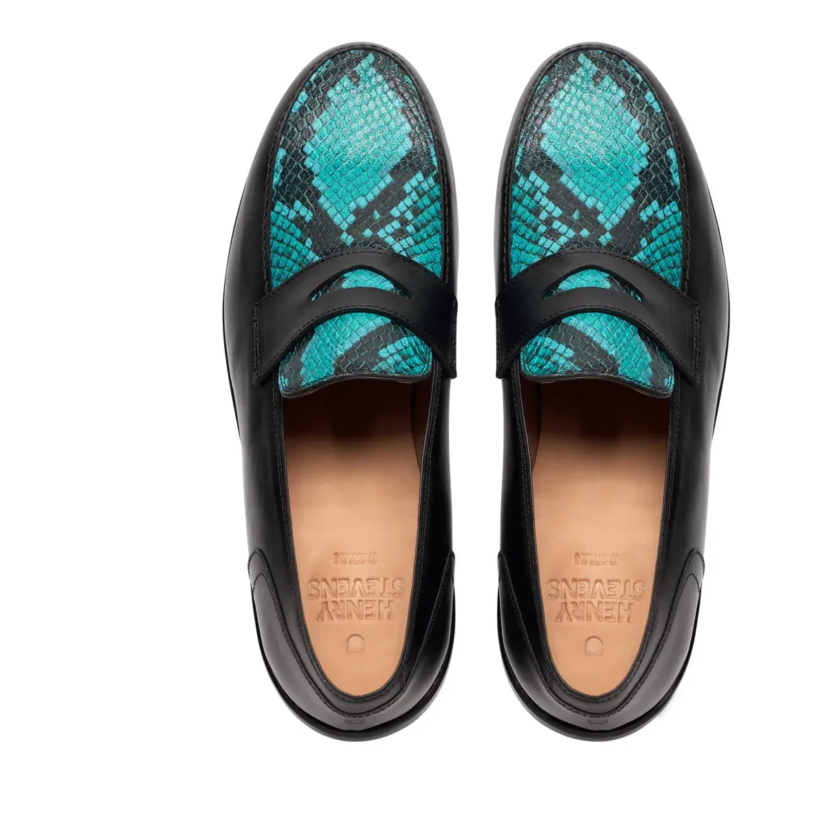 Schwarzer Lederloafer mit Schlangendetail