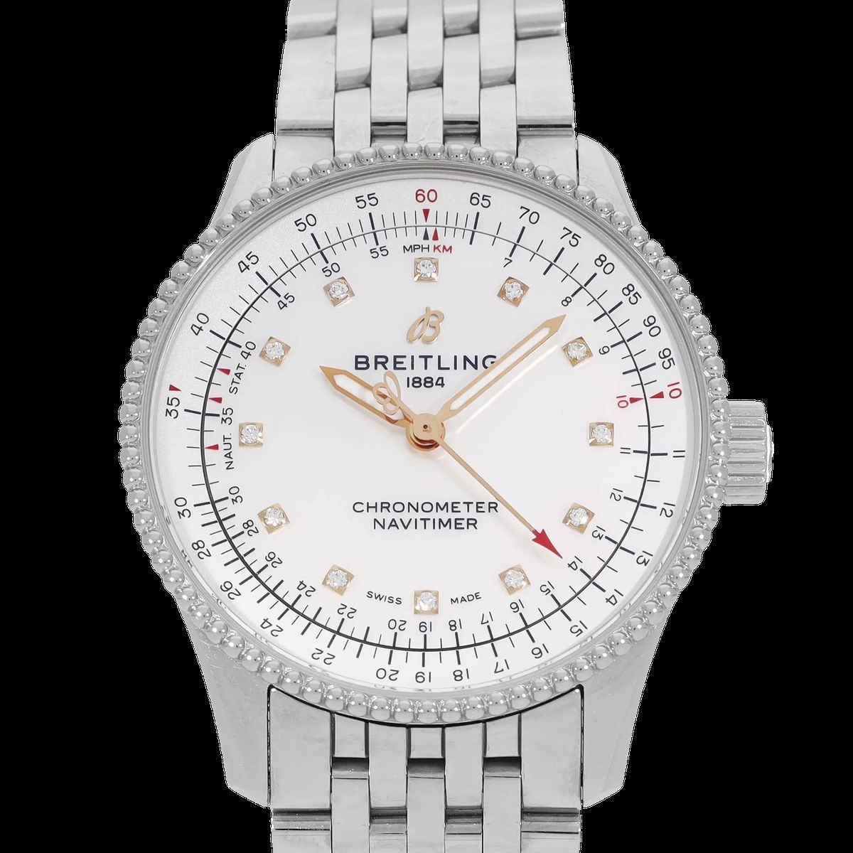 Elegante silberne Navitimer Damenuhr