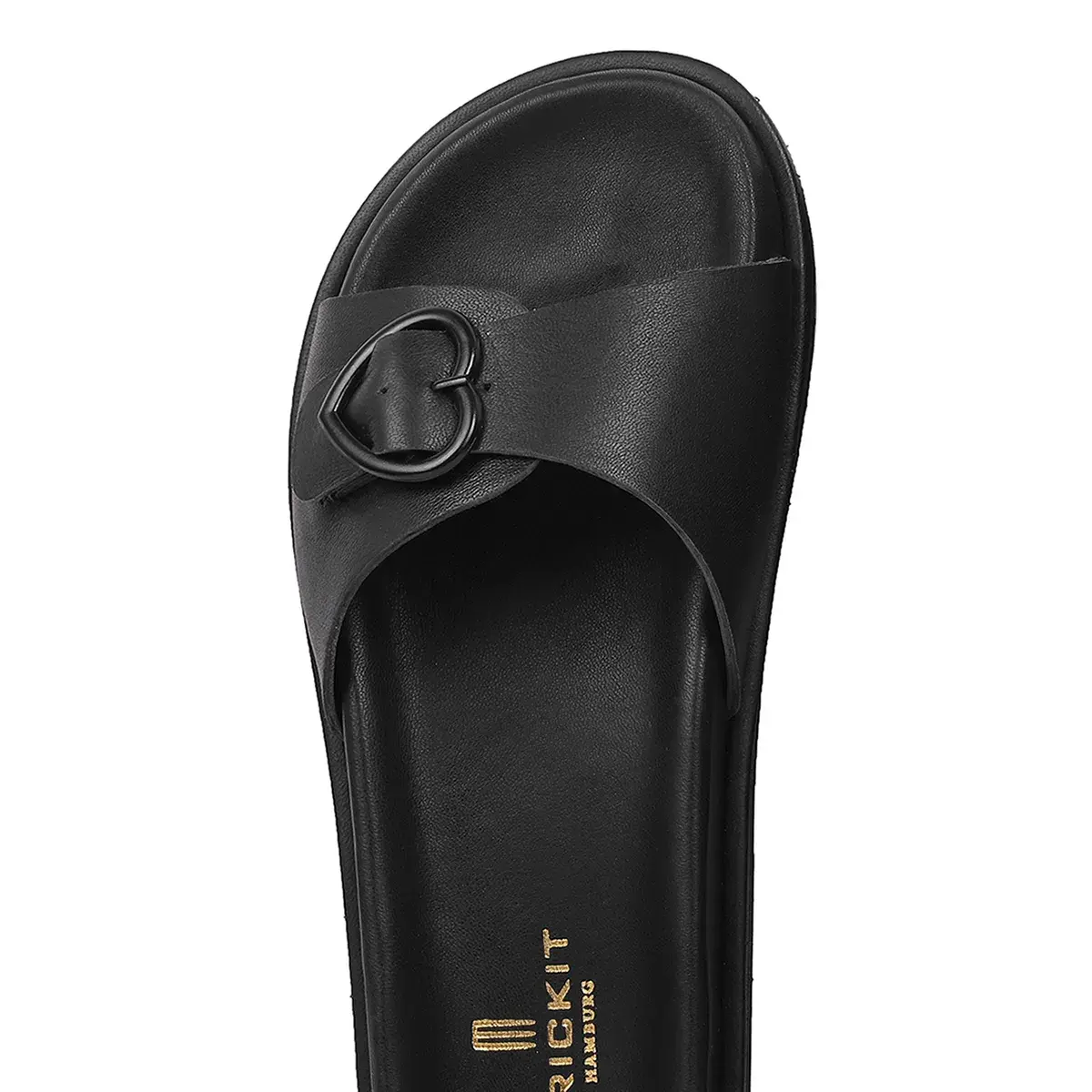 Leder-Plateausandalen mit Herzschnalle