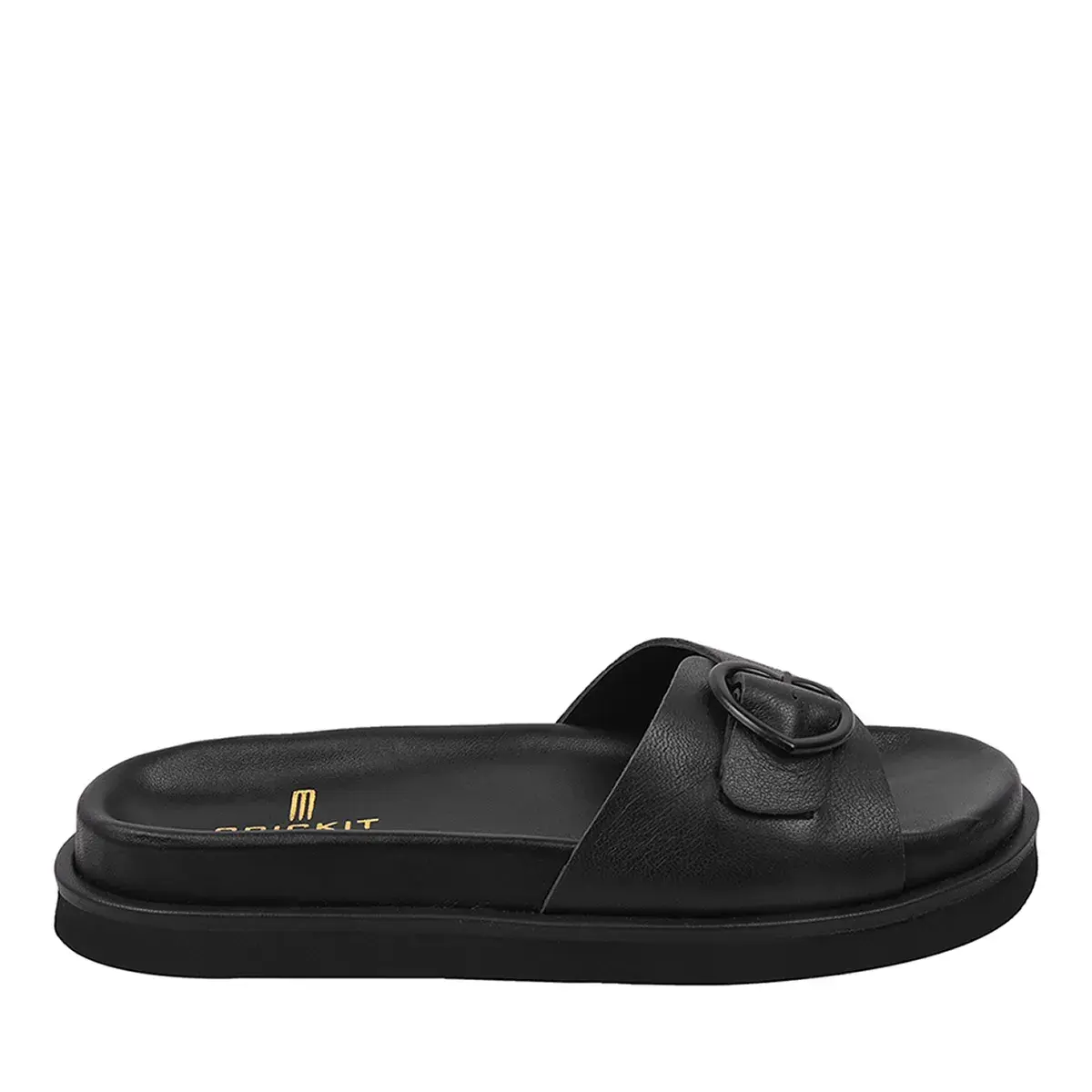 Leder-Plateausandalen mit Herzschnalle
