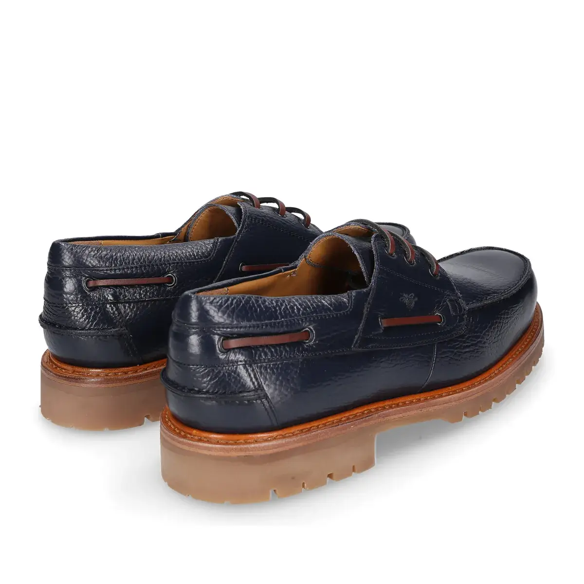 Marineblaues Lederschuh mit Profilsohle