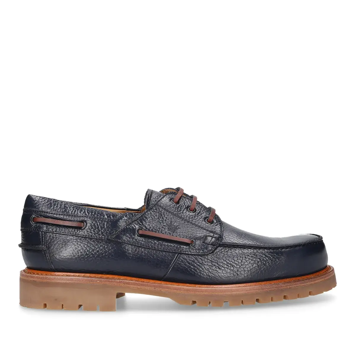 Marineblaues Lederschuh mit Profilsohle