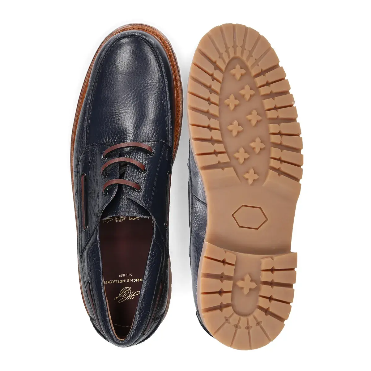 Marineblaues Lederschuh mit Profilsohle