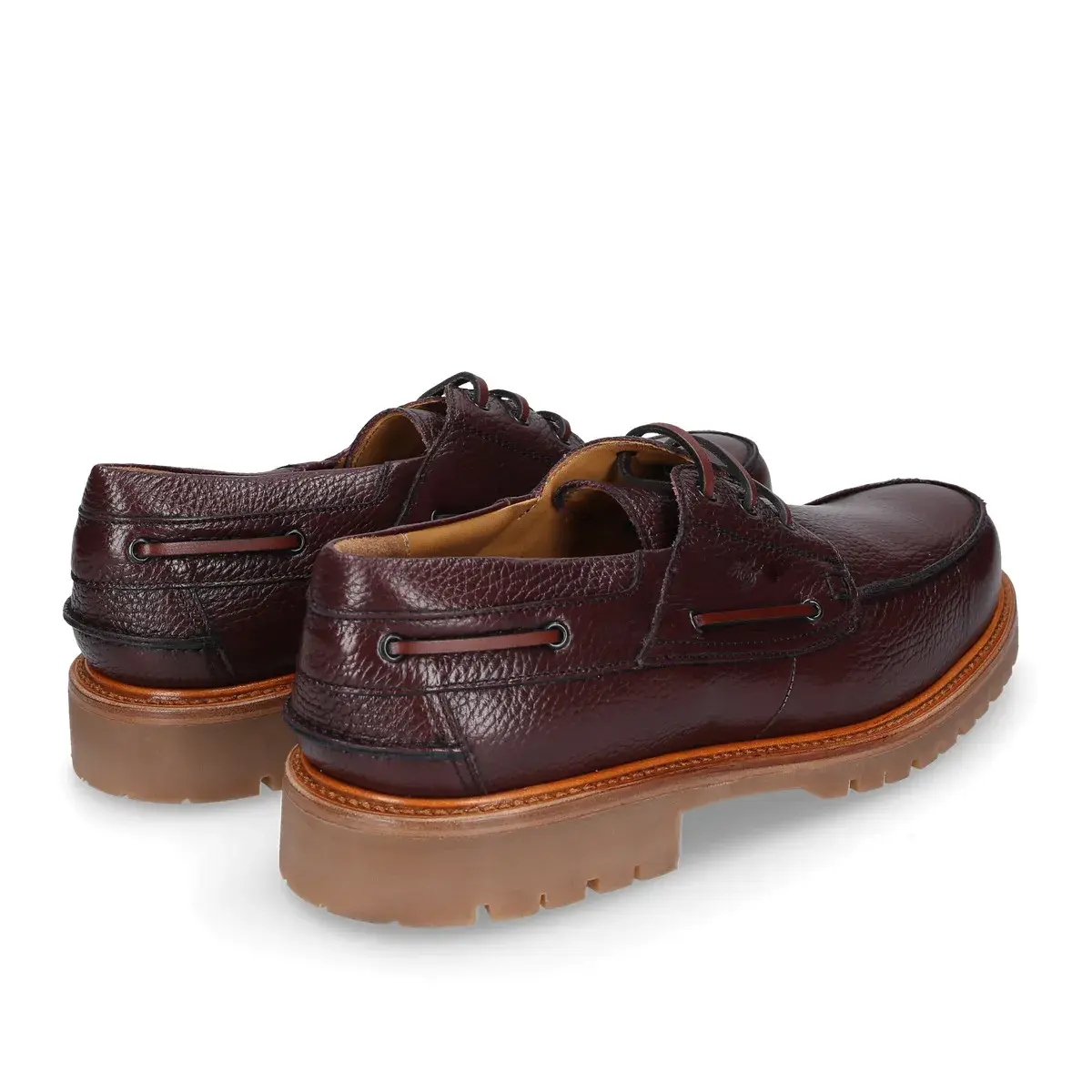 Burgunderfarbener Lederschuh mit Profilsohle