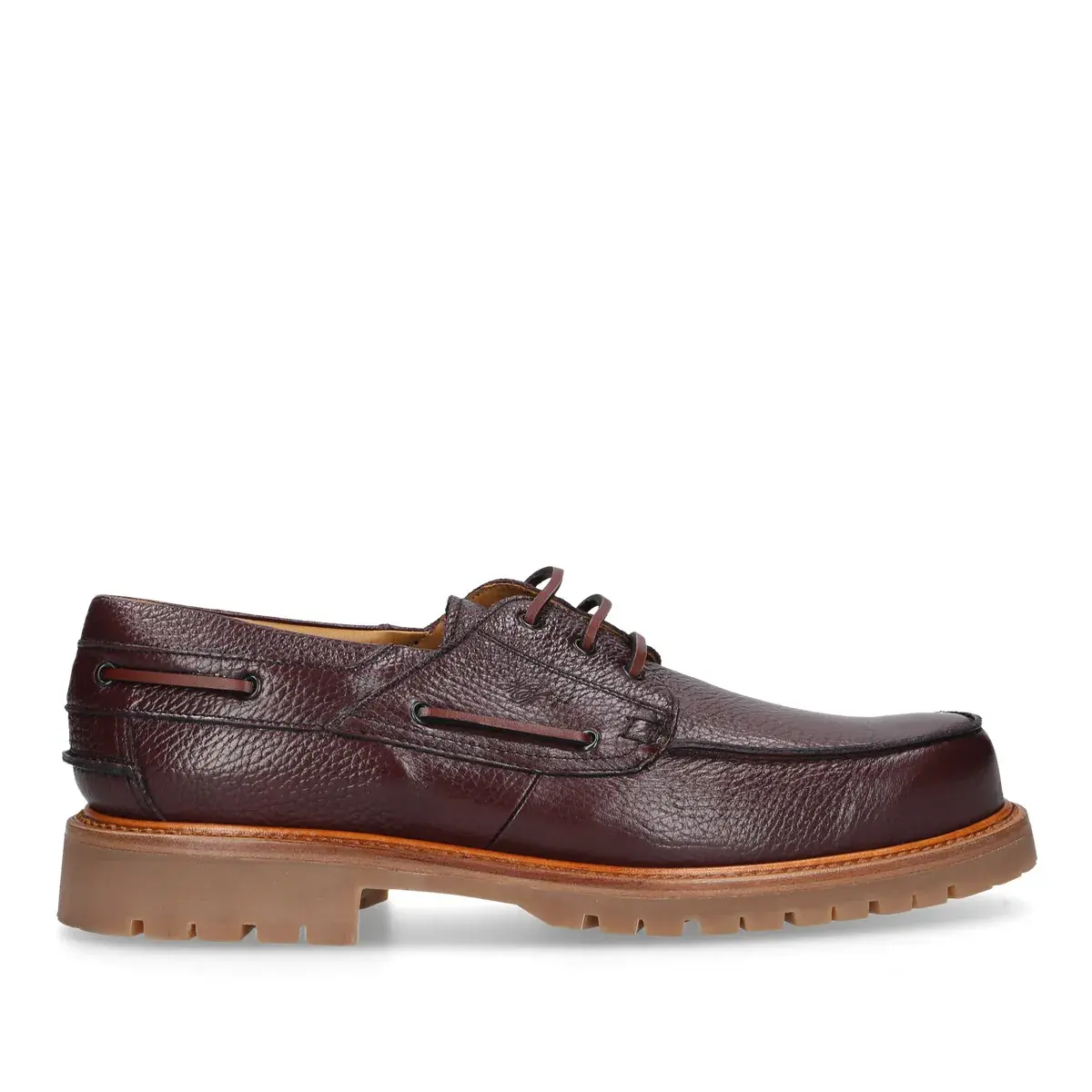 Burgunderfarbener Lederschuh mit Profilsohle