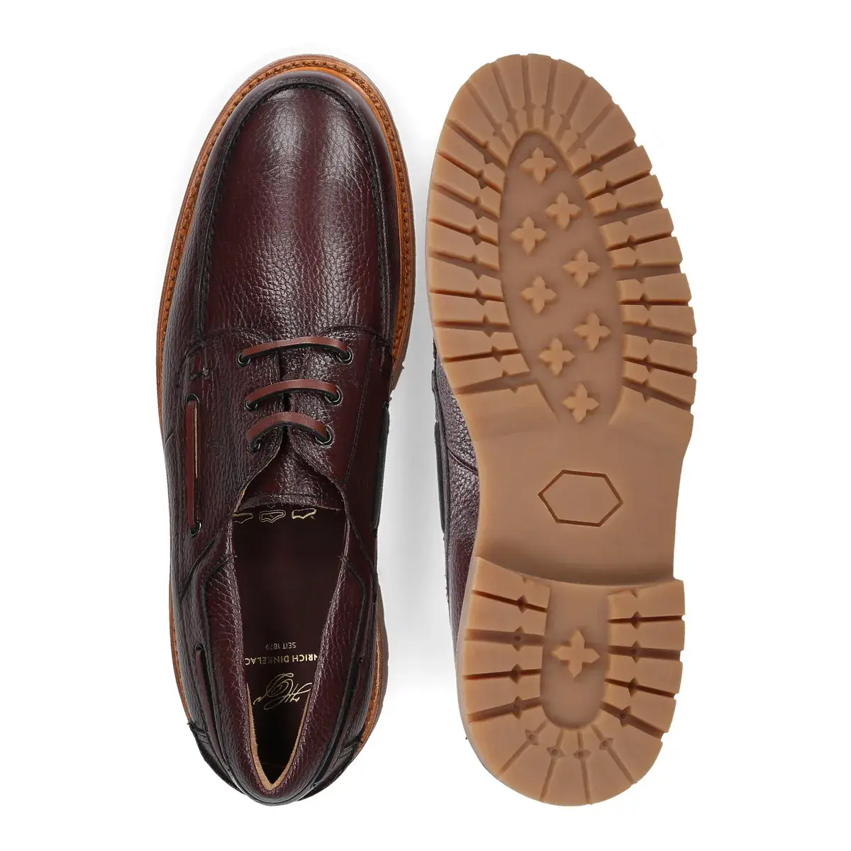 Burgunderfarbener Lederschuh mit Profilsohle