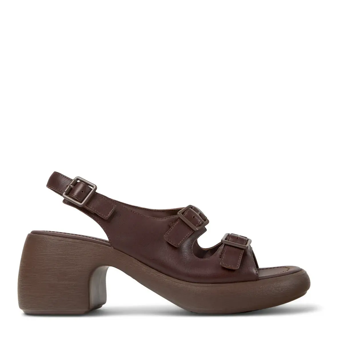 Braune Sandalen mit Absatz und Schnalle