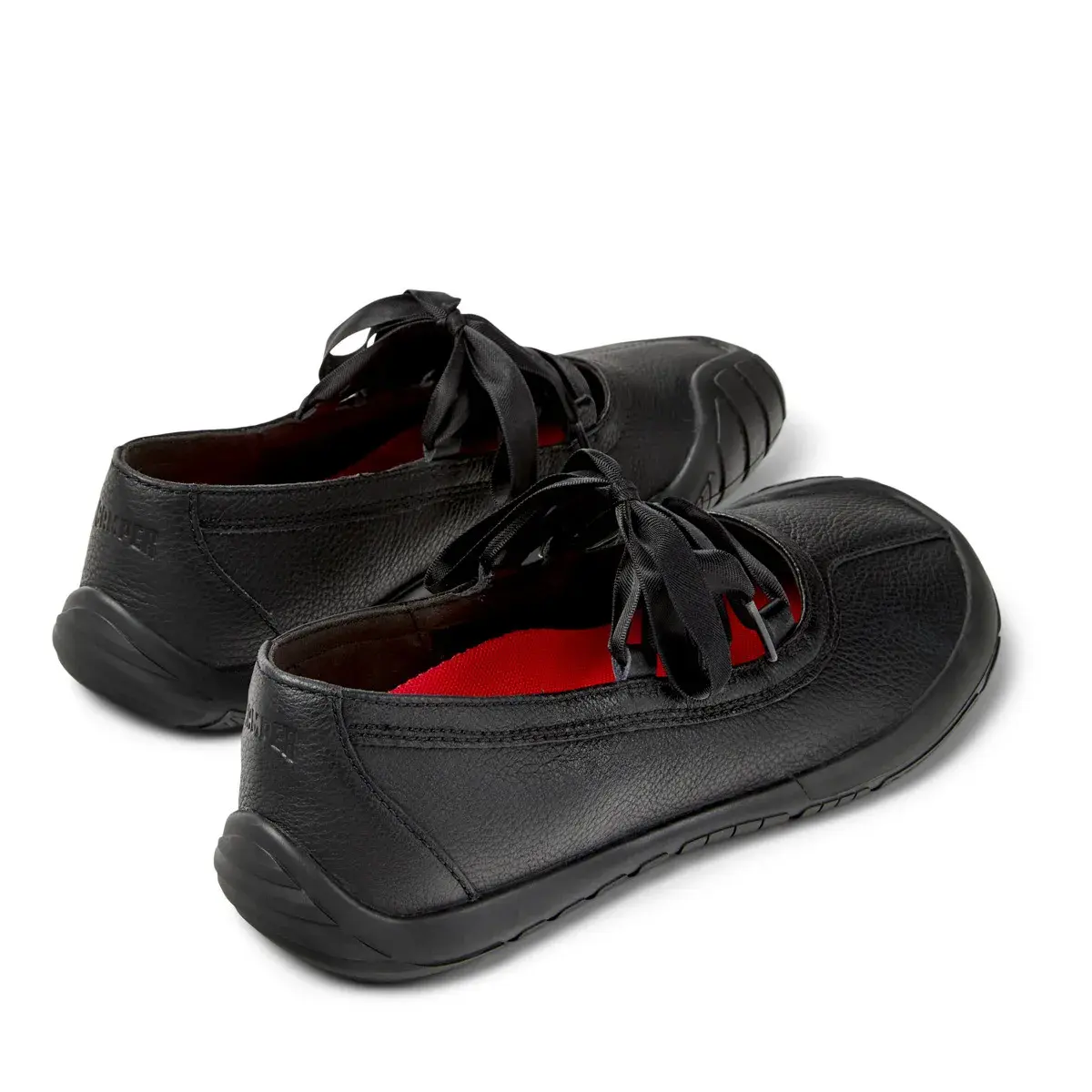 Schwarze Leder Ballerinas mit Schleife