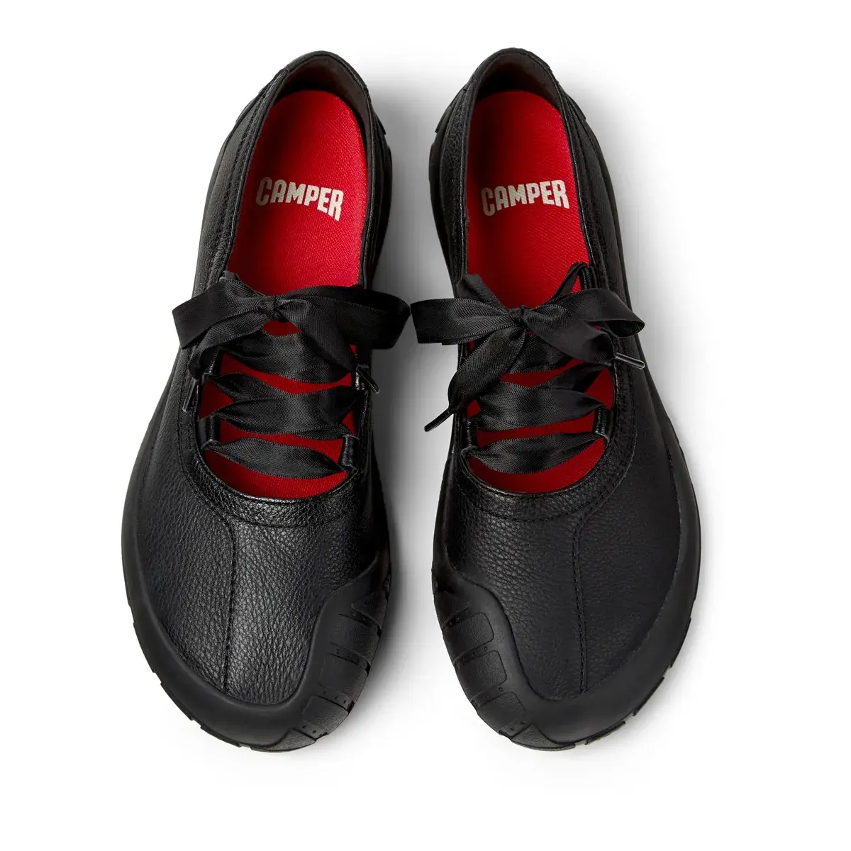 Schwarze Leder Ballerinas mit Schleife