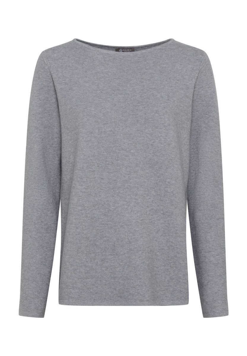 Klassisches Baumwoll-Strickoberteil mit U-Boot-Ausschnitt