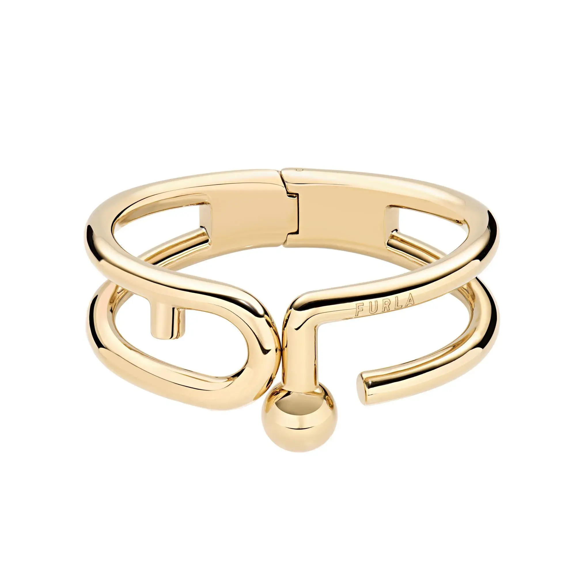 Minimalistisches, goldfarbenes Logo Armreif