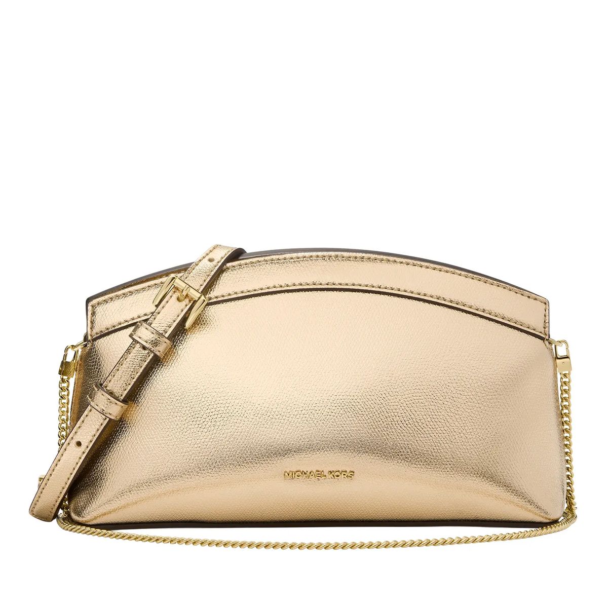 Metallische Dome Chain Crossbody Clutch