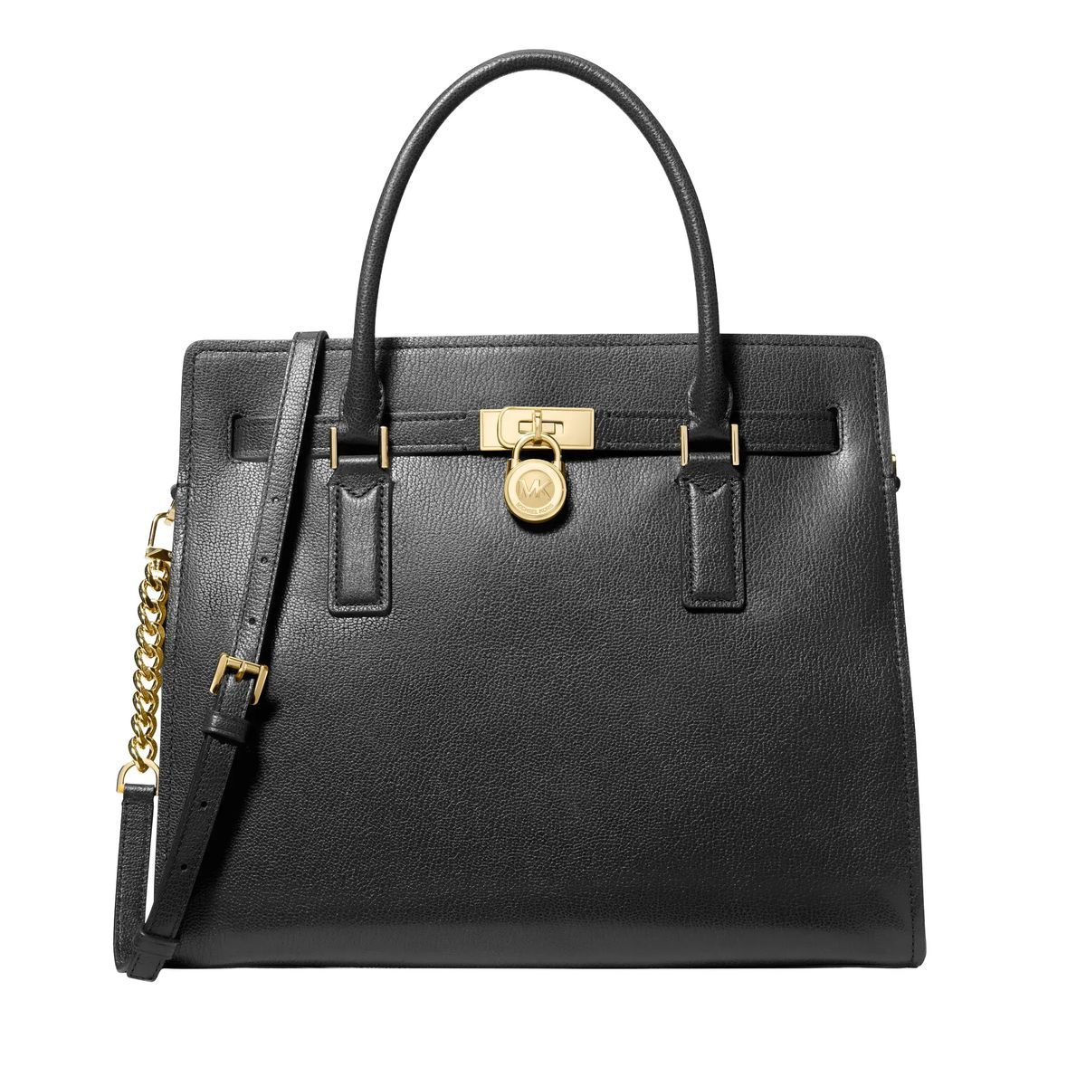Strukturierte Ledertasche mit Schloss