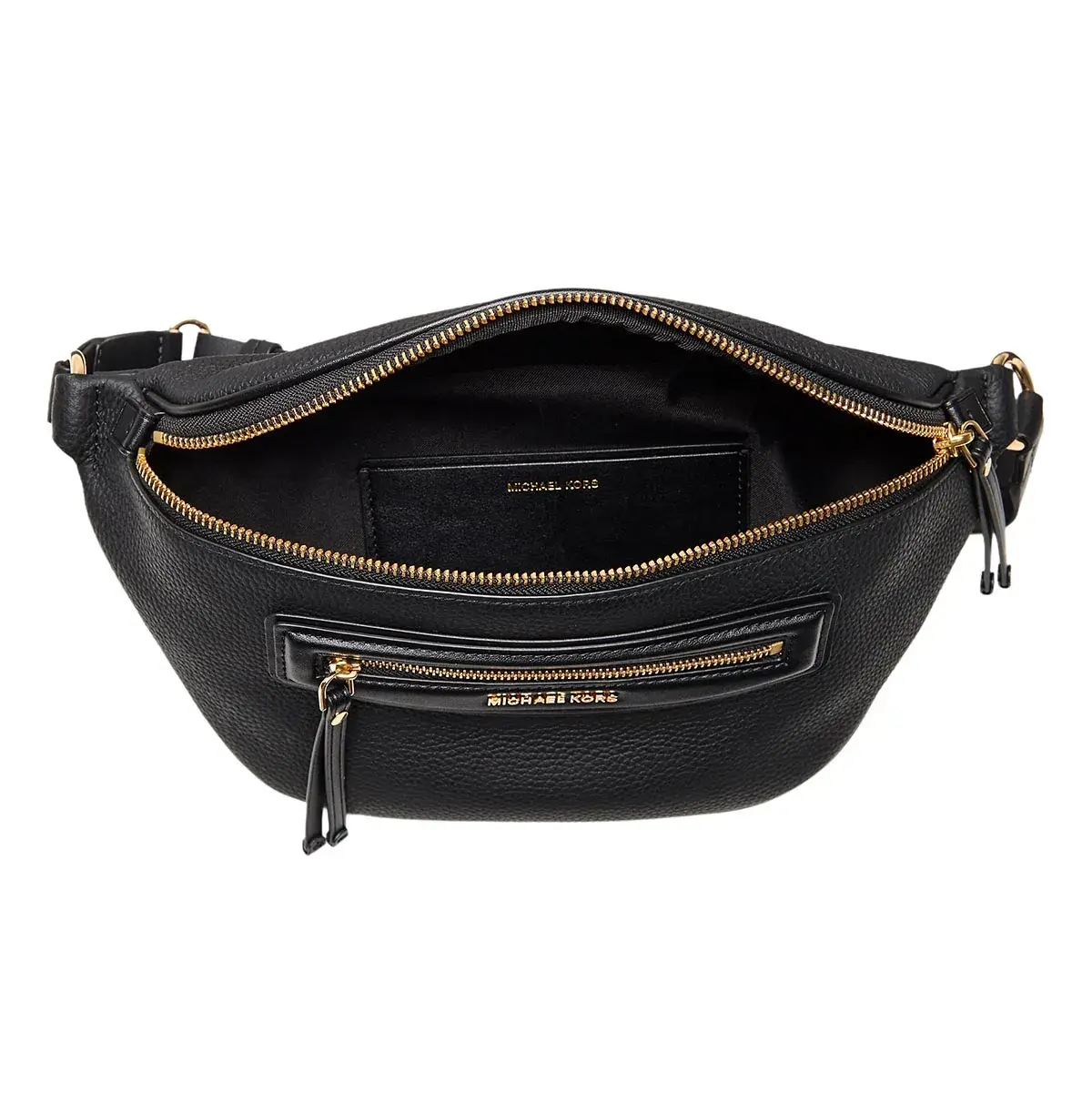 Minimalistische schwarze Gürteltasche aus Leder