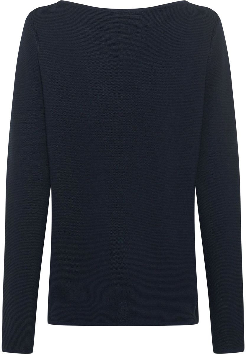 Marineblaues Strickoberteil mit U-Boot-Ausschnitt