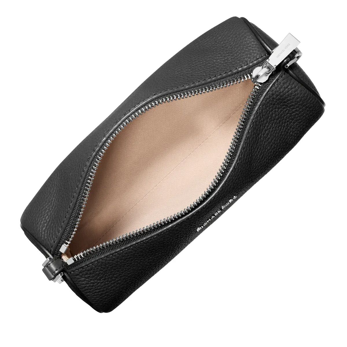 Gerundete Baguette-Tasche aus genarbtem Leder