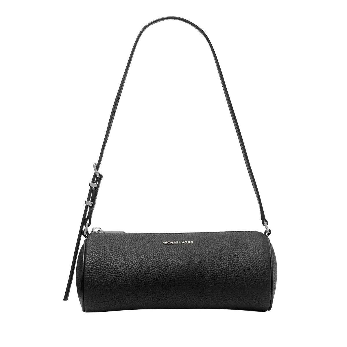 Gerundete Baguette-Tasche aus genarbtem Leder