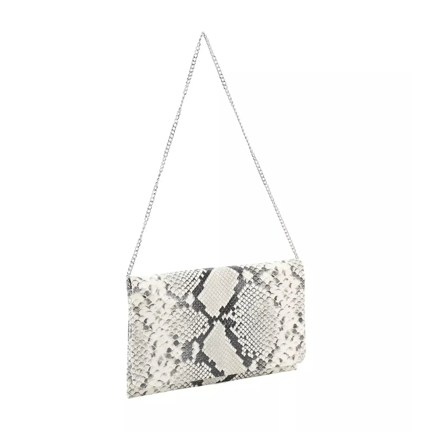 Clutch mit Schlangenmuster und Kette