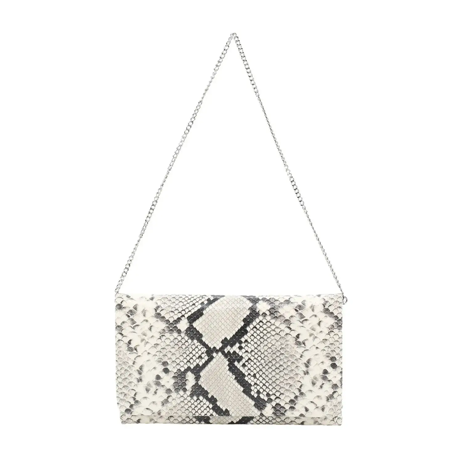 Clutch mit Schlangenmuster und Kette