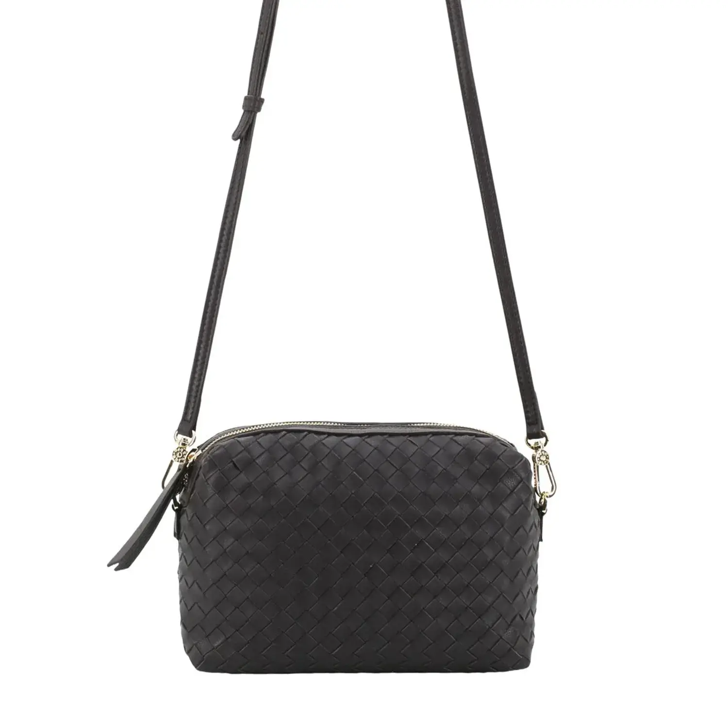 Gewebte Leder Crossbody Kameratasche