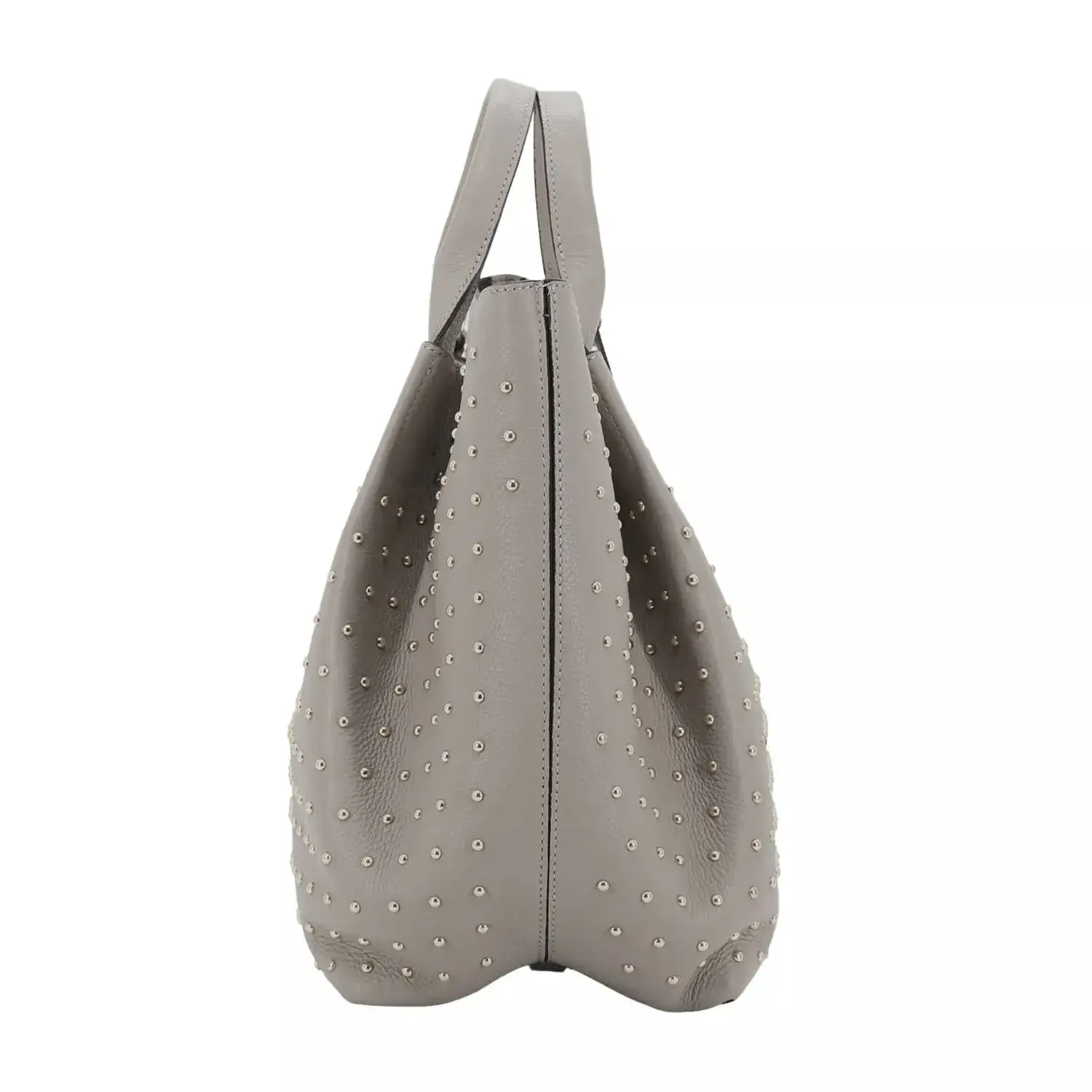 Leder-Shopper-Tasche mit Nieten und Riemen