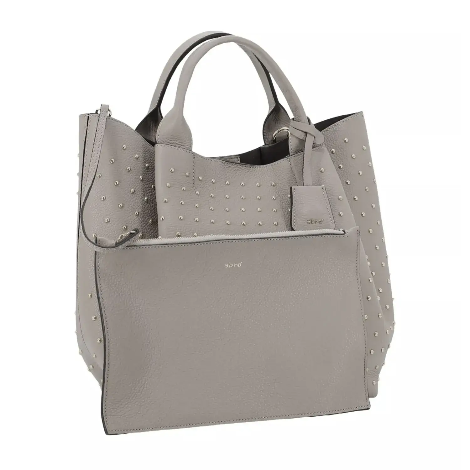 Leder-Shopper-Tasche mit Nieten und Riemen