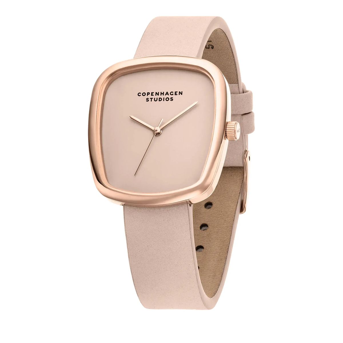 Roségoldfarbene Lederuhr