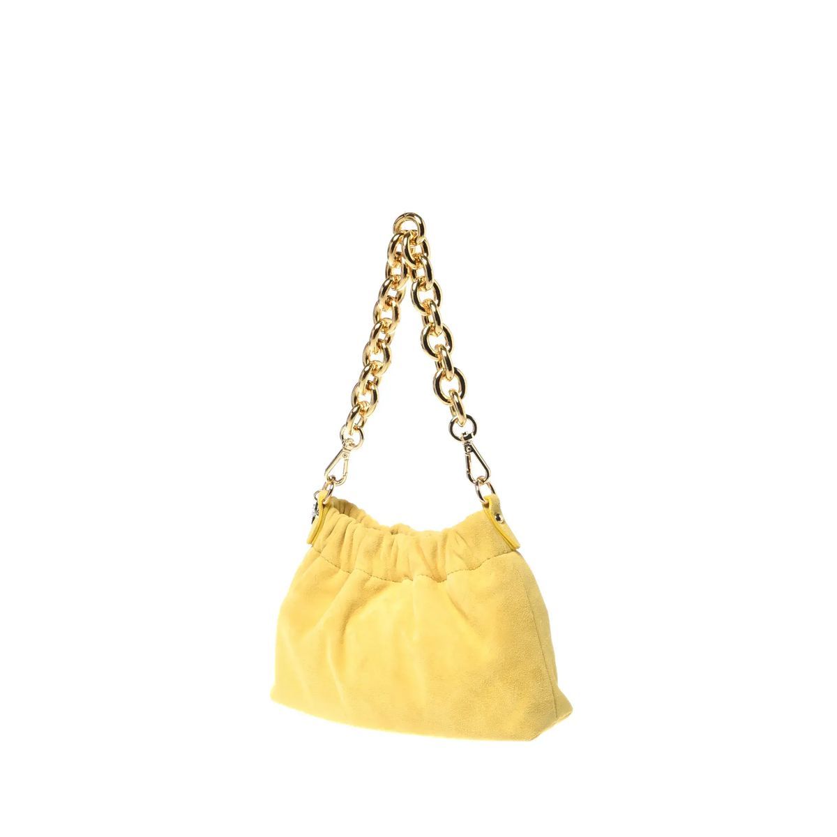 Gelbe Wildleder Handtasche mit Kettengriff
